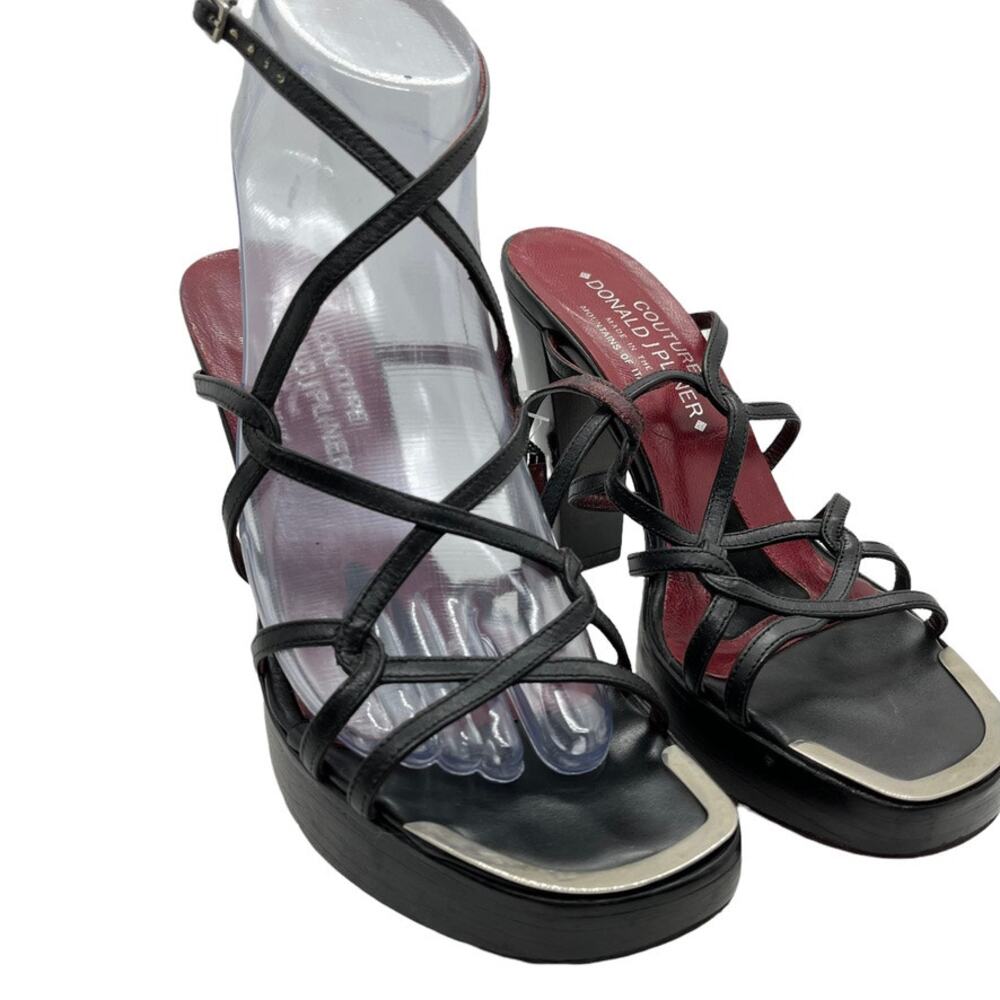Donald J Pliner Platform Heels Sandals Strappy Women Black Red Bottom Size 6 M